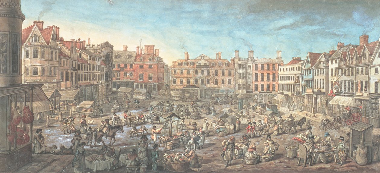 Piazza del mercato di Norwich, 1799 da Robert Dighton