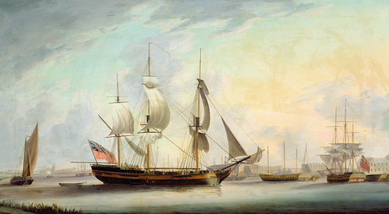 Navigazione sul Tamigi a Deptford, 1789 da Robert Dodd