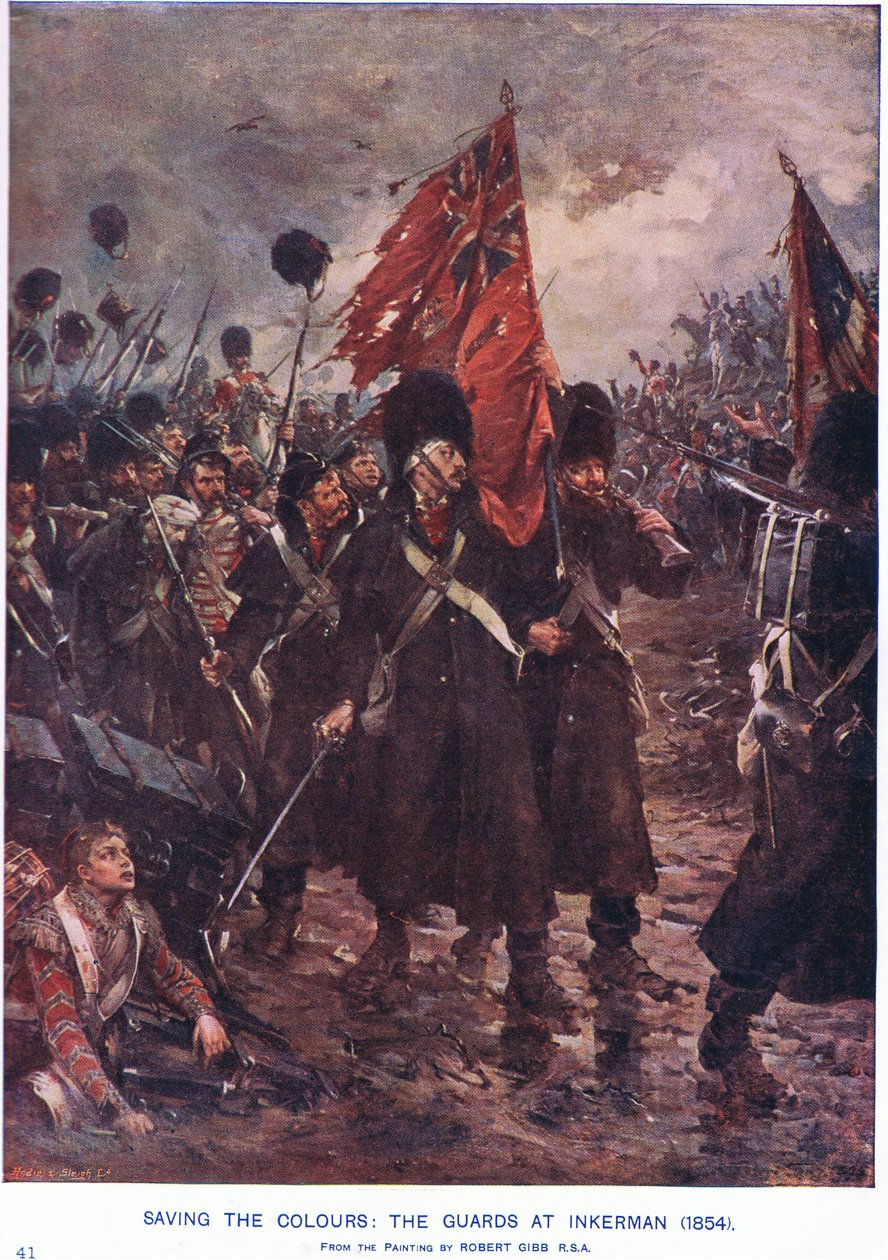 Salvataggio delle bandiere: Guardie a Inkerman 1854 d.C. da Robert Gibb