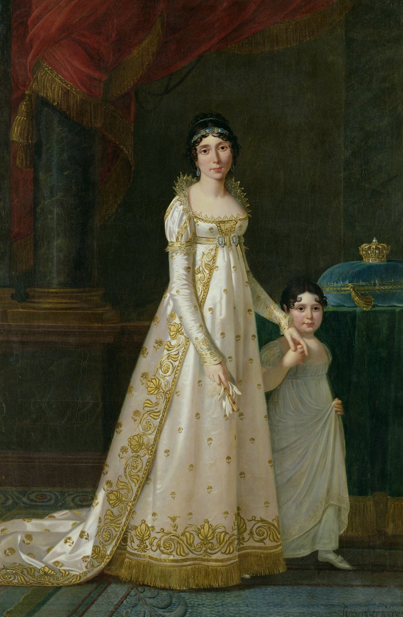 Ritratto di Marie-Julie Clary (1777-1845) Regina di Napoli con sua figlia Zenaide Bonaparte (1801-54) 1807 da Robert Lefevre