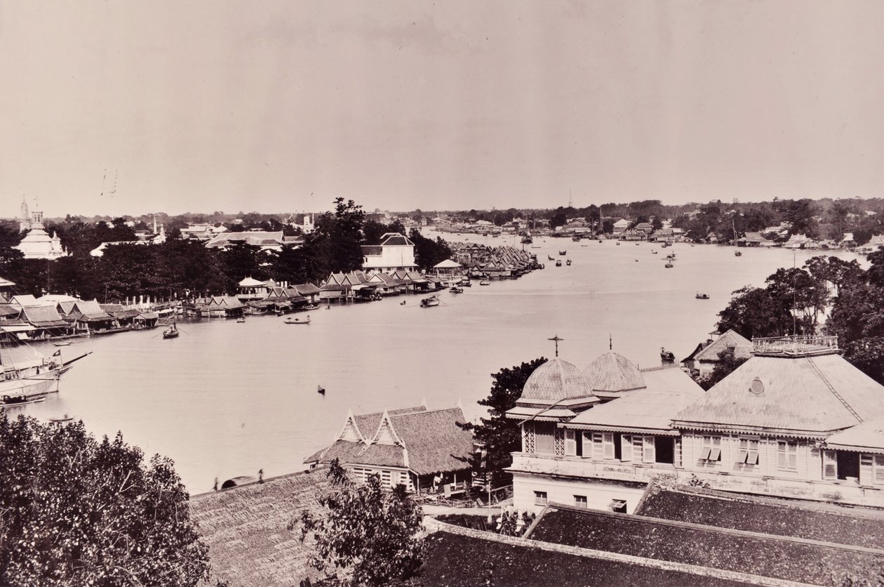 Veduta del fiume Chao Phraya a Bangkok, c.1890s da Robert Lenz