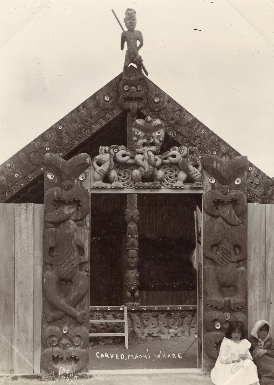 Whare Maori scolpito, c.1900 da Robert Marsh