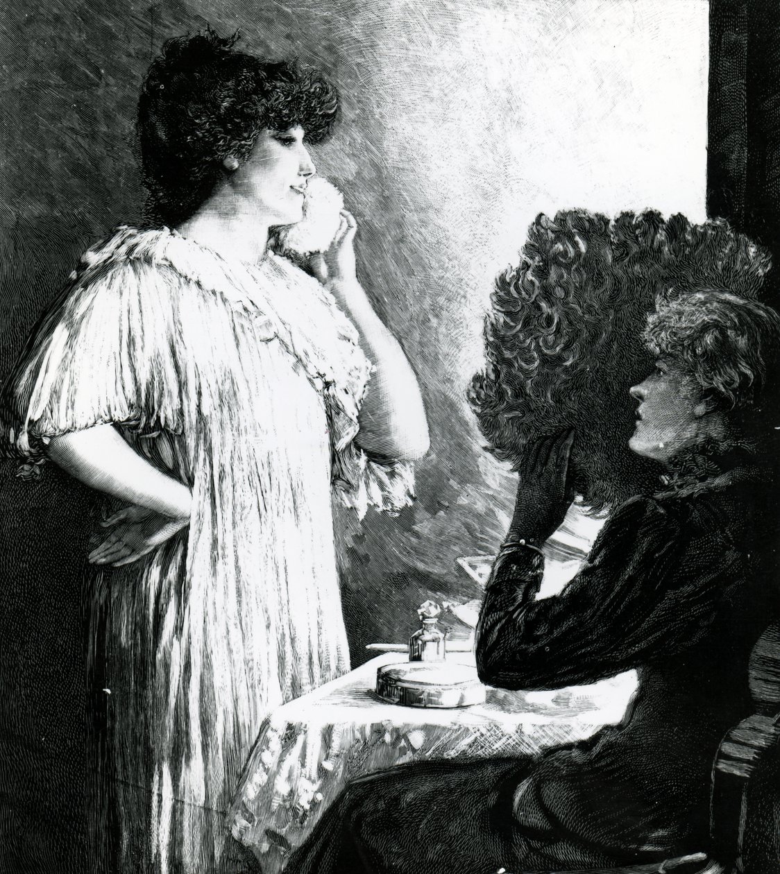 Ellen Terry in visita a Sarah Bernhardt nel suo camerino al Royal English Opera House, c.1881 da Robert Ponsonby Staples