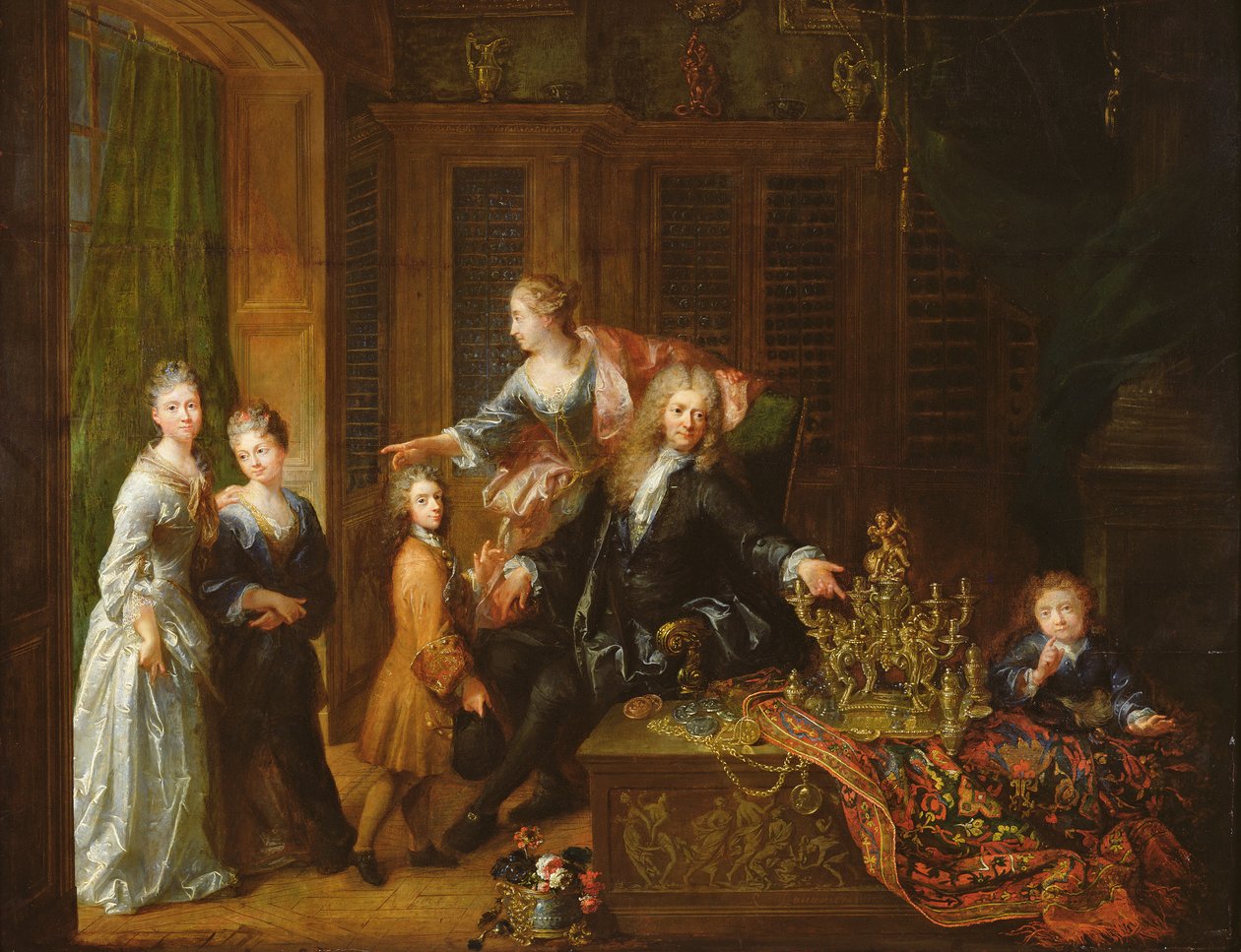 Ritratto di Nicolas de Launay (1646-1727) e la sua famiglia da Robert Tournieres