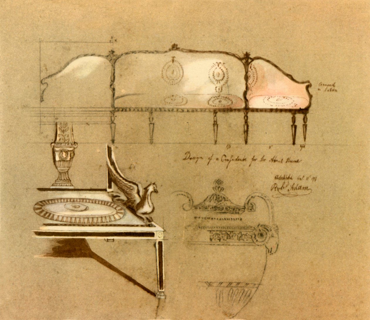 Progetto per un divano, 1777, 1946 da Robert Adam