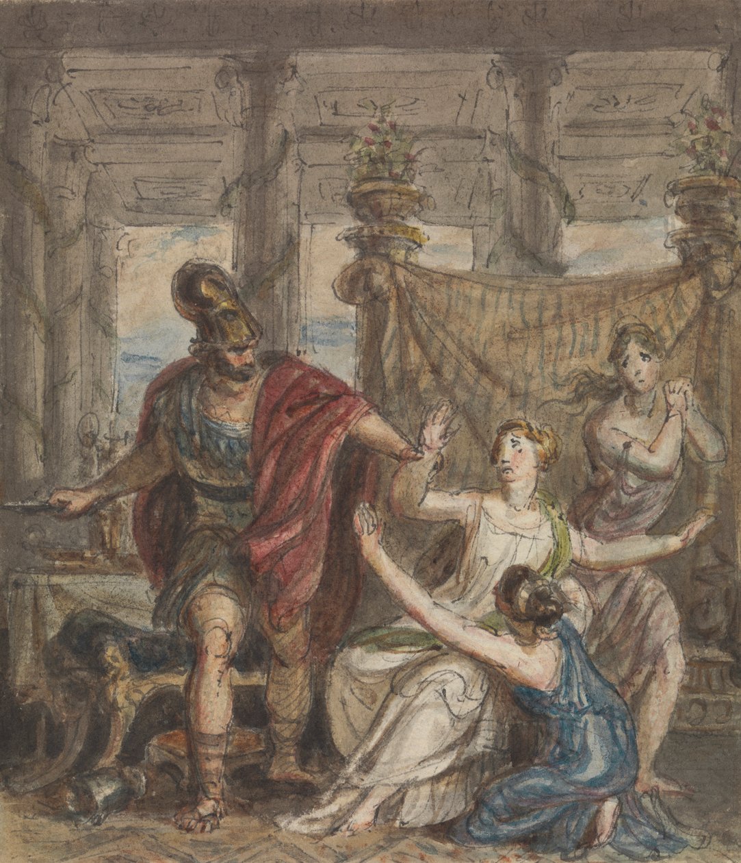 Studio di un soldato che attacca una donna da Robert Smirke