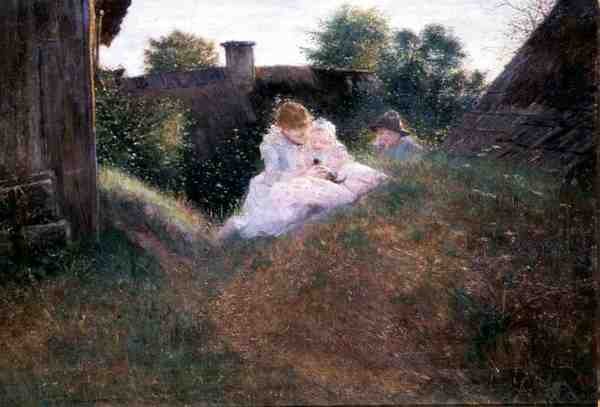 Fratello e sorelle in un cortile di campagna da Robert Sterl