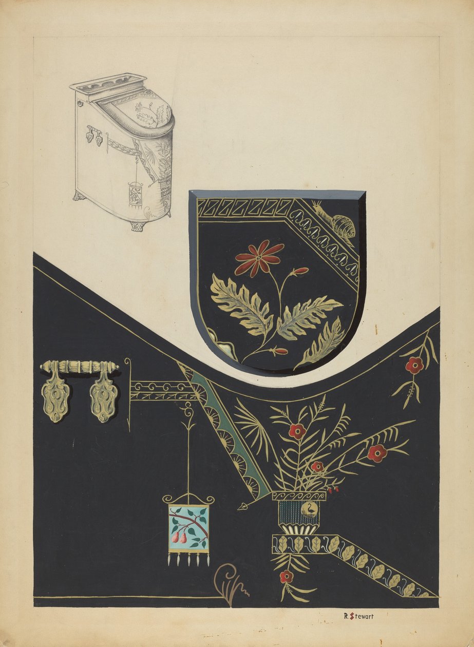 Secchio di carbone laccato da Robert Stewart