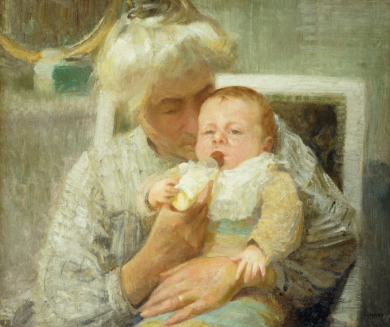 Il biberon del bambino da Robert William Vonnoh