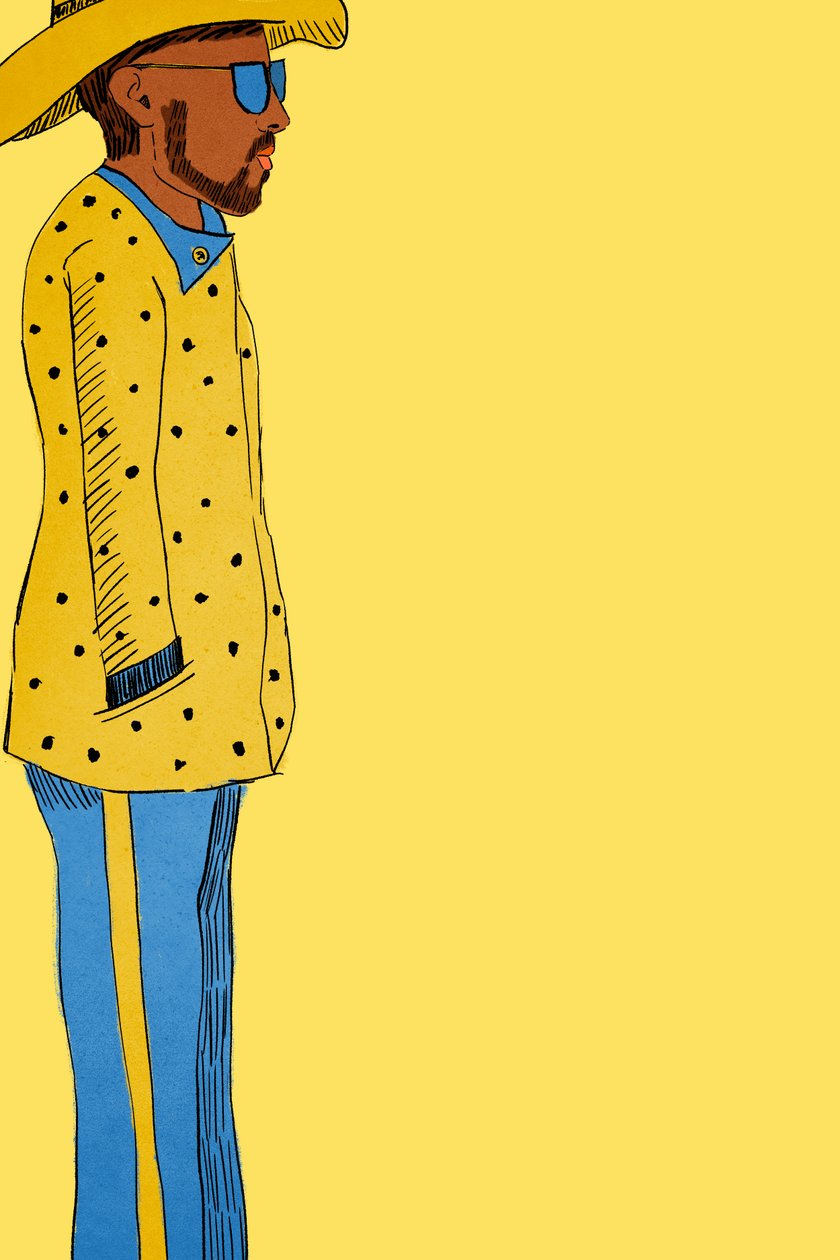 Uomo in abito giallo da Roberta Murray