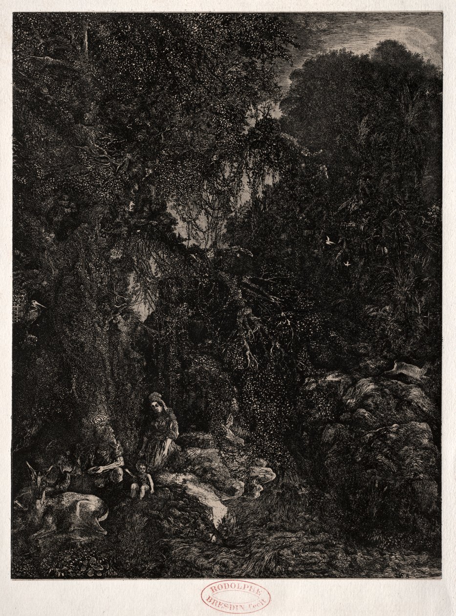 Sacra Famiglia con Cervo da Rodolphe Bresdin