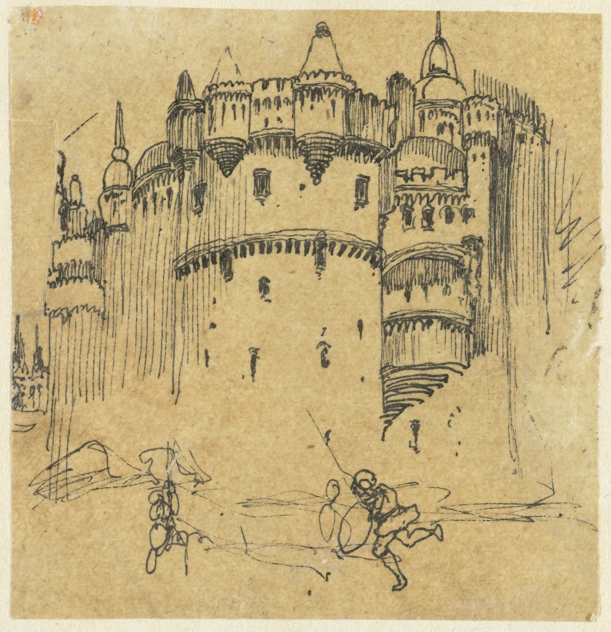 Castello con due figure da Rodolphe Bresdin