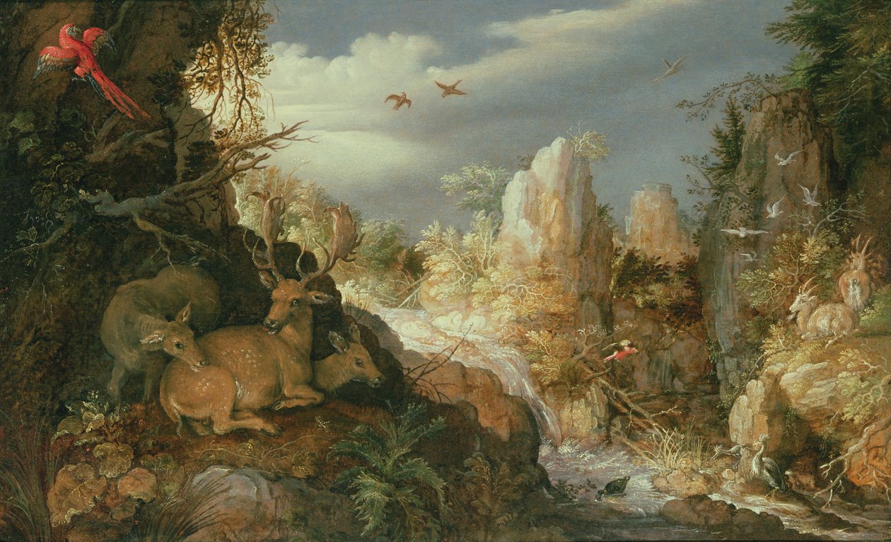 Paesaggio montano con cervi da Roelandt Jacobsz. Savery