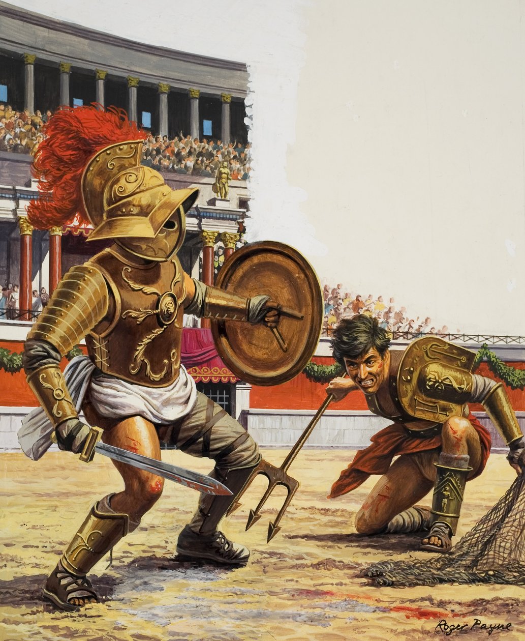Gladiatori (guazzo su carta) da Roger Payne