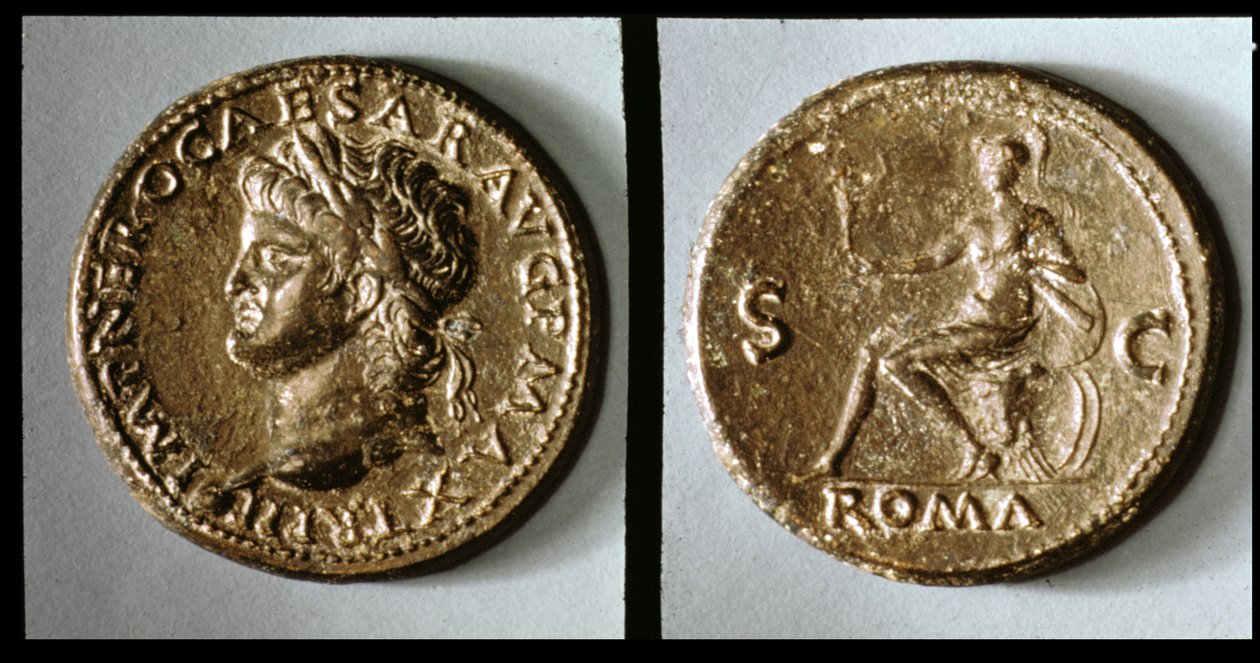 Moneta raffigurante Nerone (metallo) da Roman