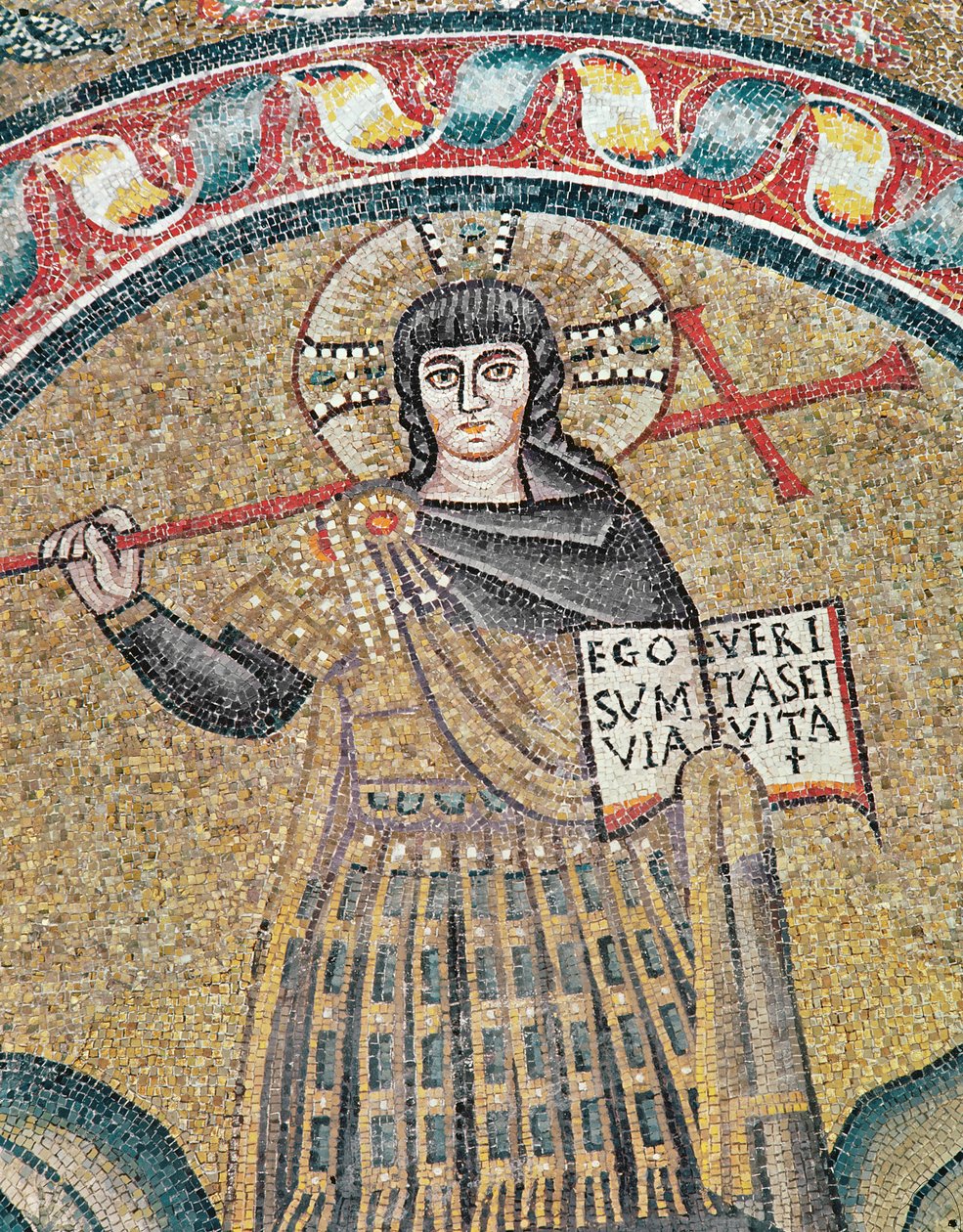Dettaglio di un Cristo Guerriero (mosaico) da Roman