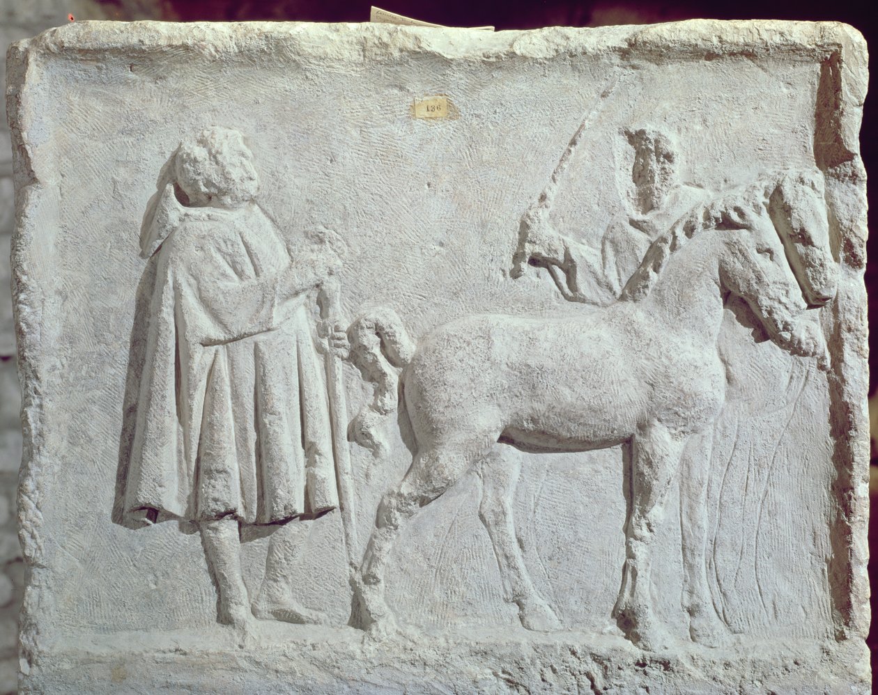 Rilievo che raffigura un mercato di cavalli, II-III secolo d.C. da Roman