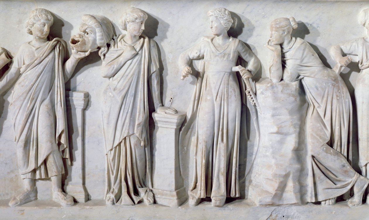 Sarcofago delle Muse (dettaglio di Thalia, Erato, Euterpe e Polimnia) da Roman