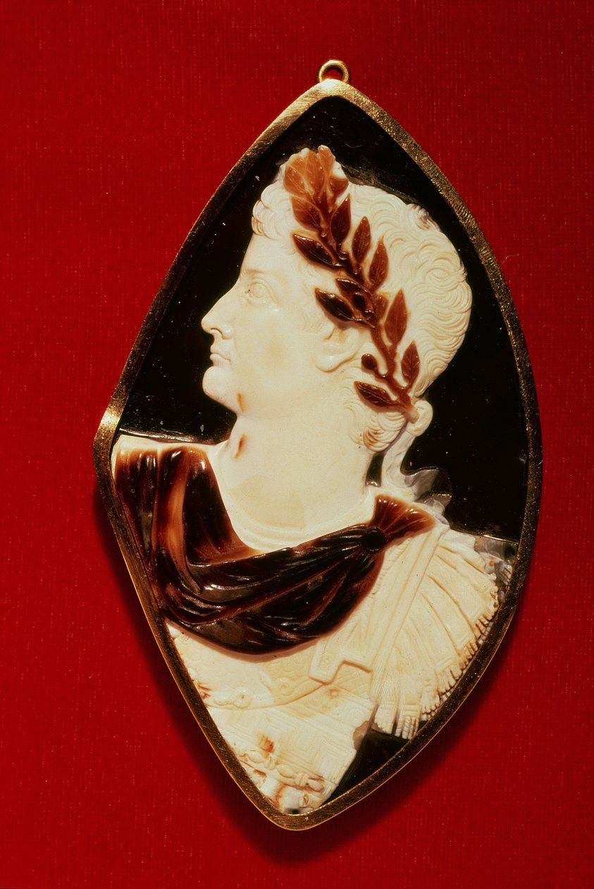 Cammeo di sardonice con il profilo di Tiberio (Claudio Nerone) (42 a.C.-37 d.C.), I secolo d.C. (sardonice) da Roman