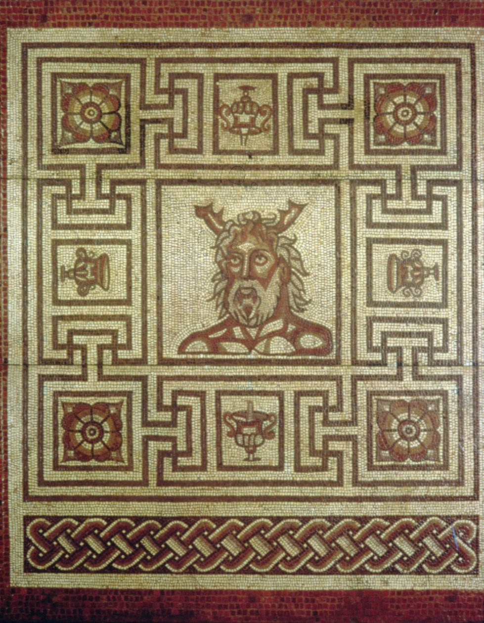 Mosaico del dio del mare, Insula IV Edificio 8, c.160-190 d.C. (mosaico) da Roman