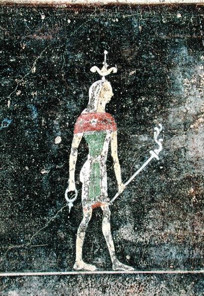 Dio in piedi, dettaglio da un tablinium decorato con dipinti in stile egiziano, c.27-14 a.C. da Roman