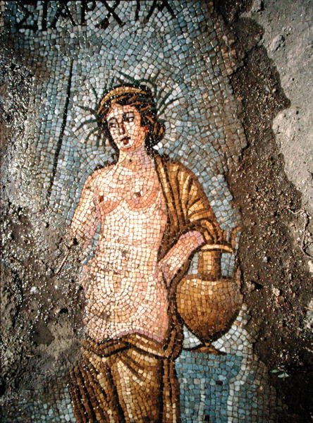 Dettaglio del pavimento di una donna (mosaico) da Roman Roman