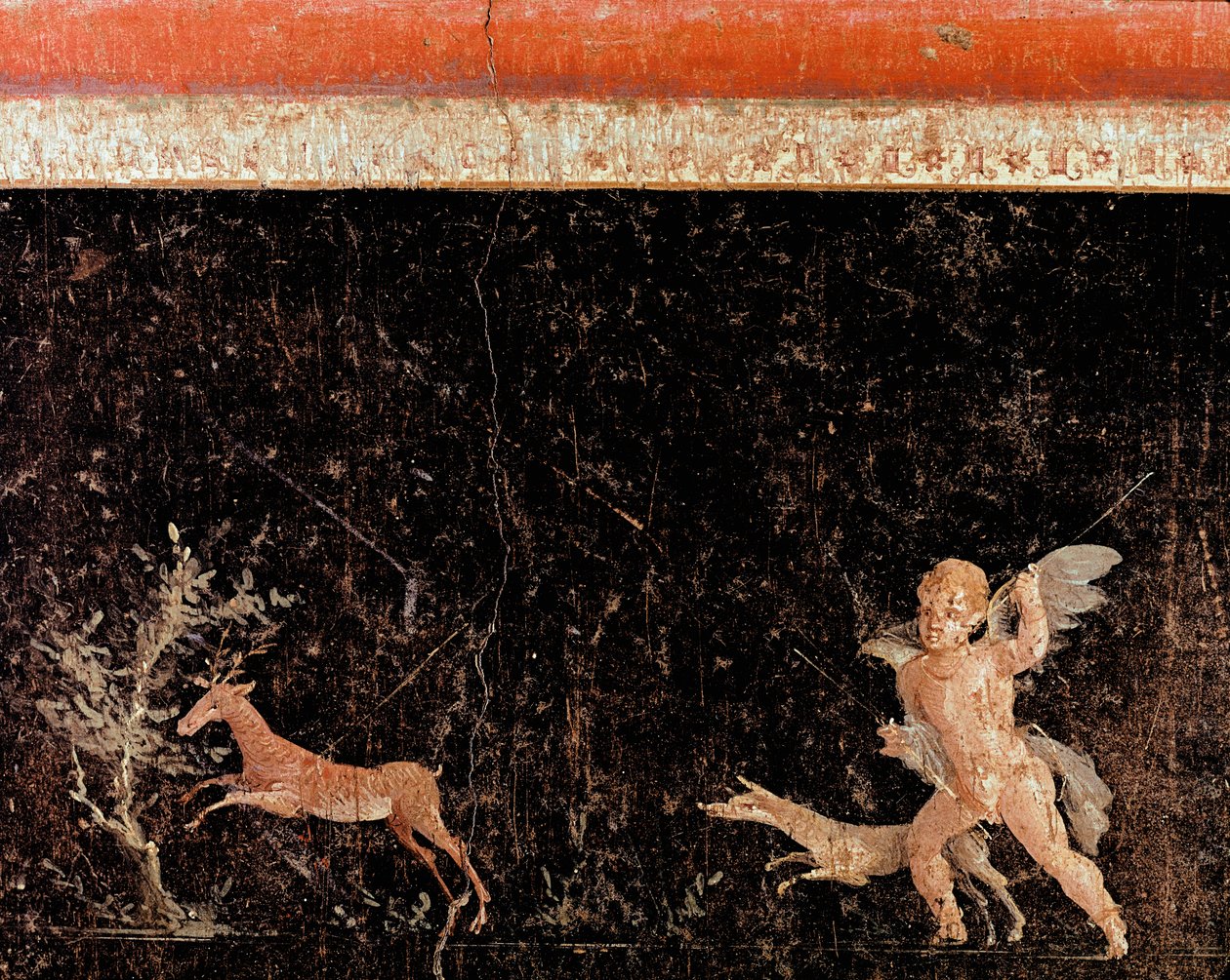 Cupido che caccia il cervo (affresco) da Roman