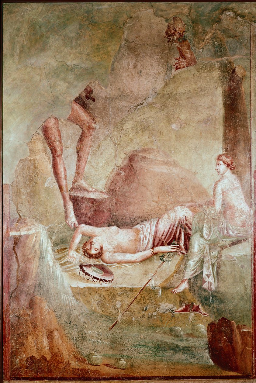 Menade ubriaca addormentata (affresco) da Roman