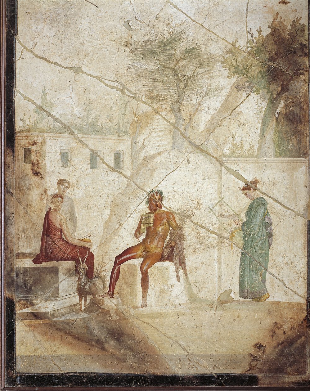 Affresco raffigurante Pan e Ninfe da Pompei, Italia da Roman