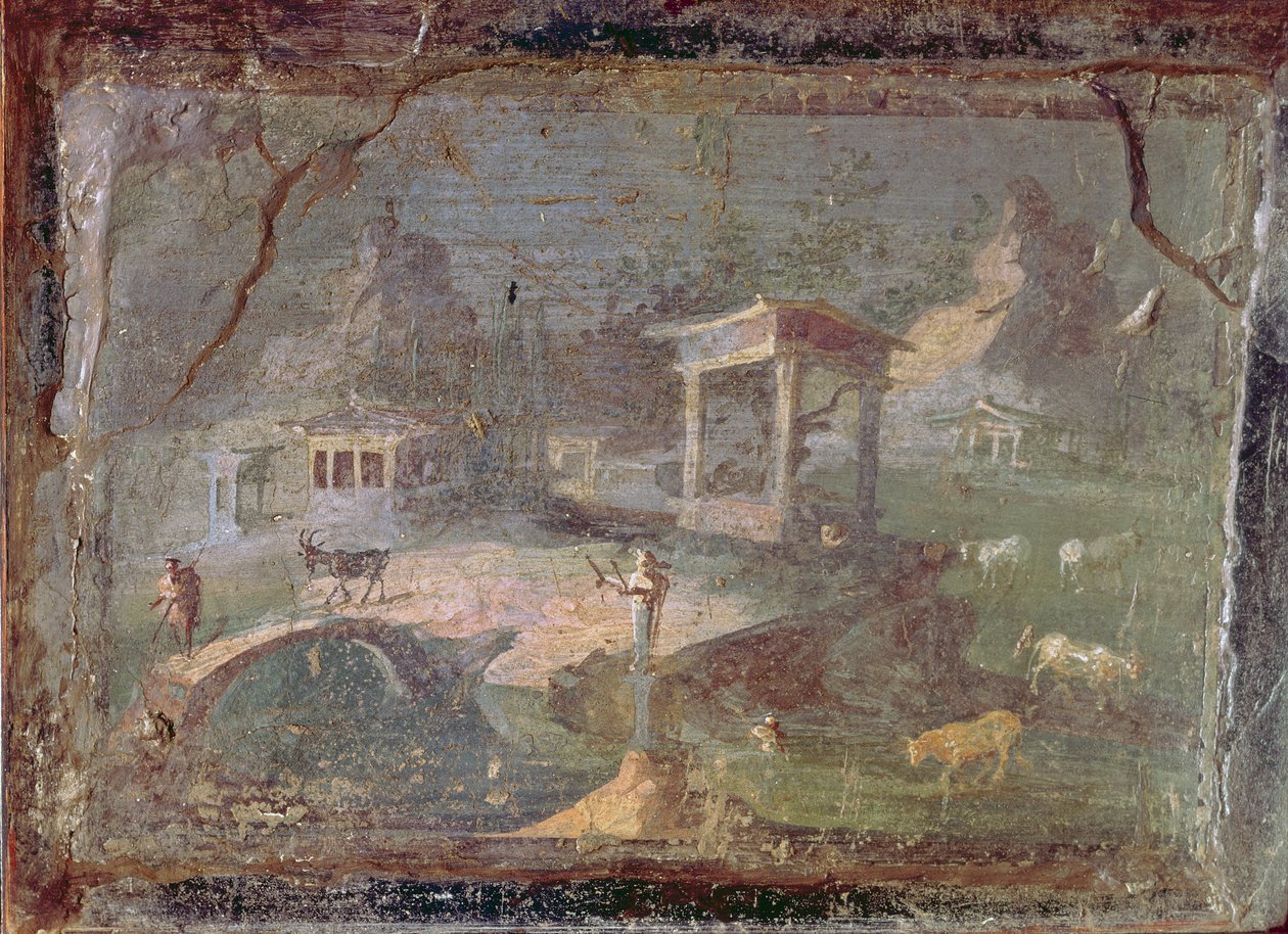 Paesaggio idilliaco, da Ercolano, I secolo a.C.-79 d.C. da Roman