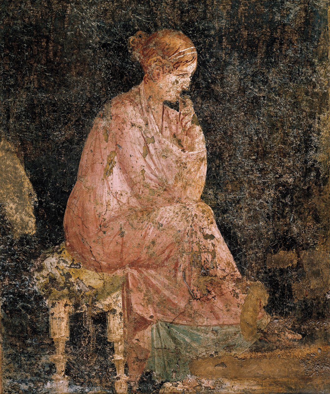 Donna seduta, dettaglio di un affresco da Pompei da Roman