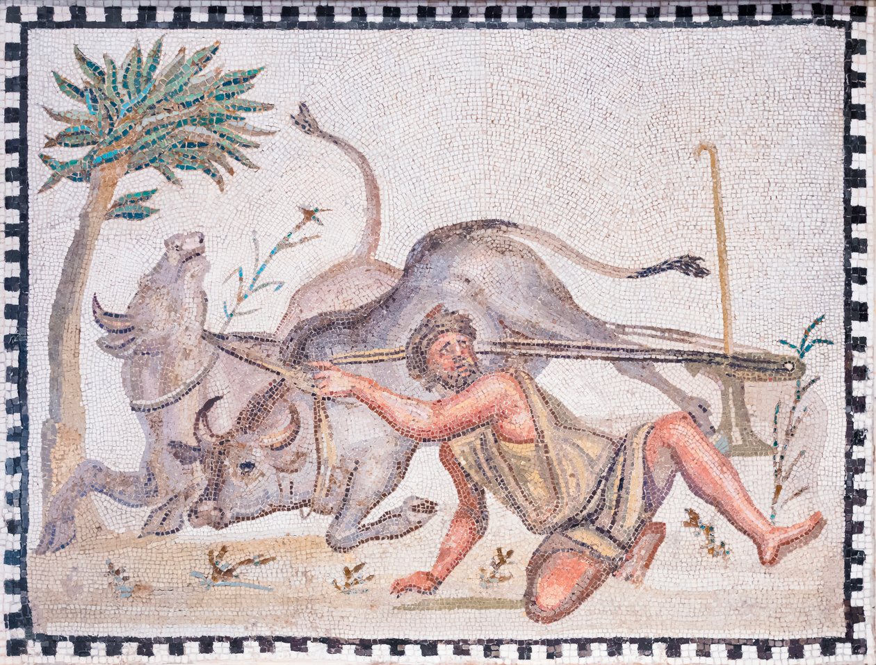 Il contadino con i buoi, III-IV secolo da Roman