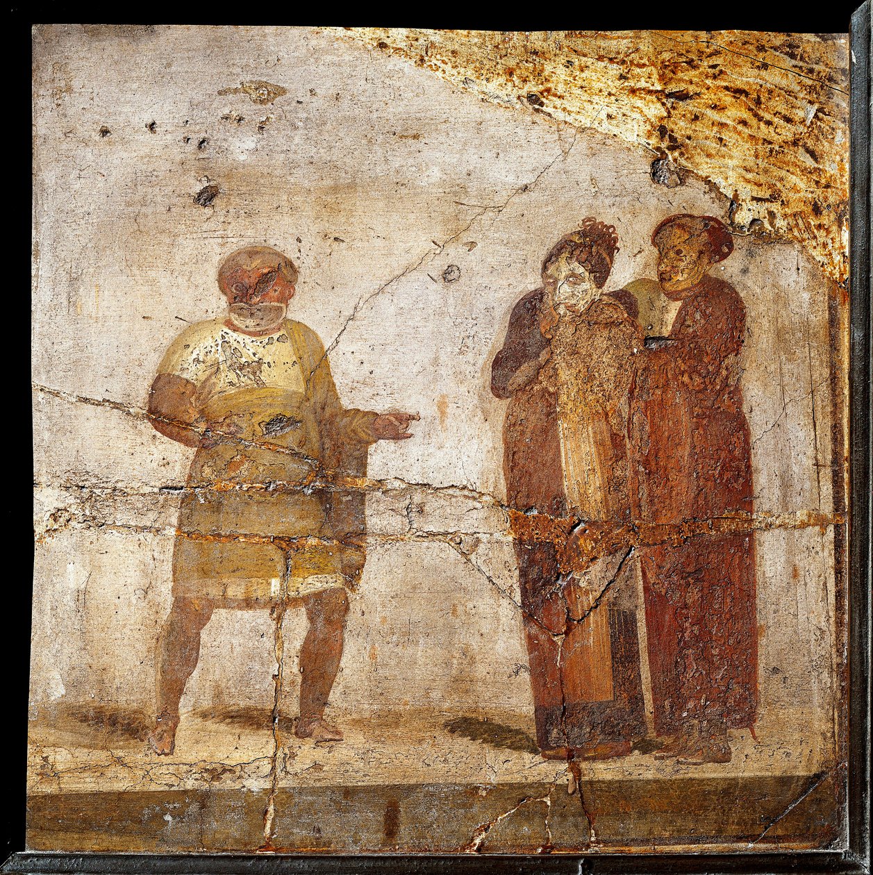 Scena teatrale. Affresco dal sito di Pompei da Roman