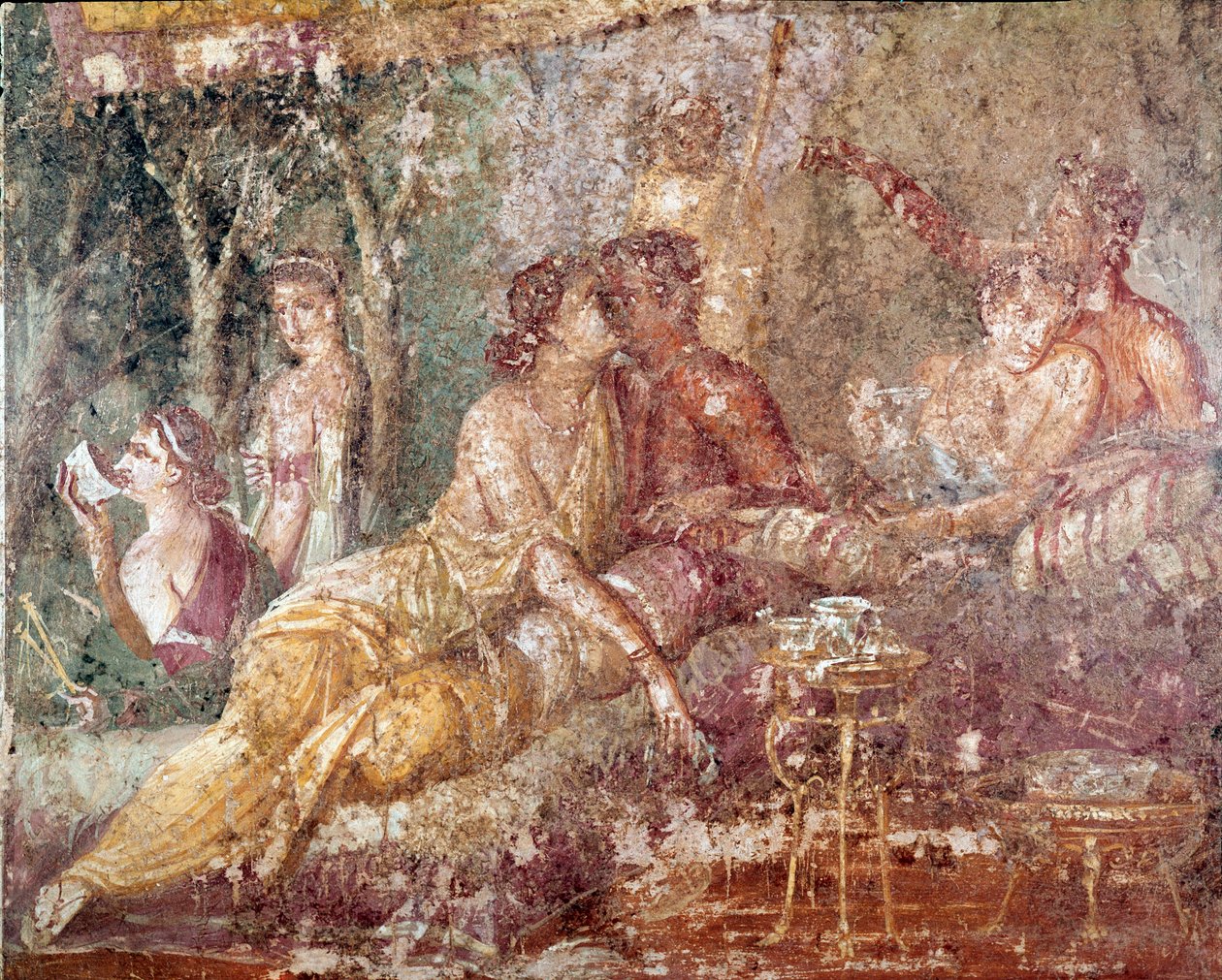 Triclinium, coppia che si bacia (affresco) da Roman