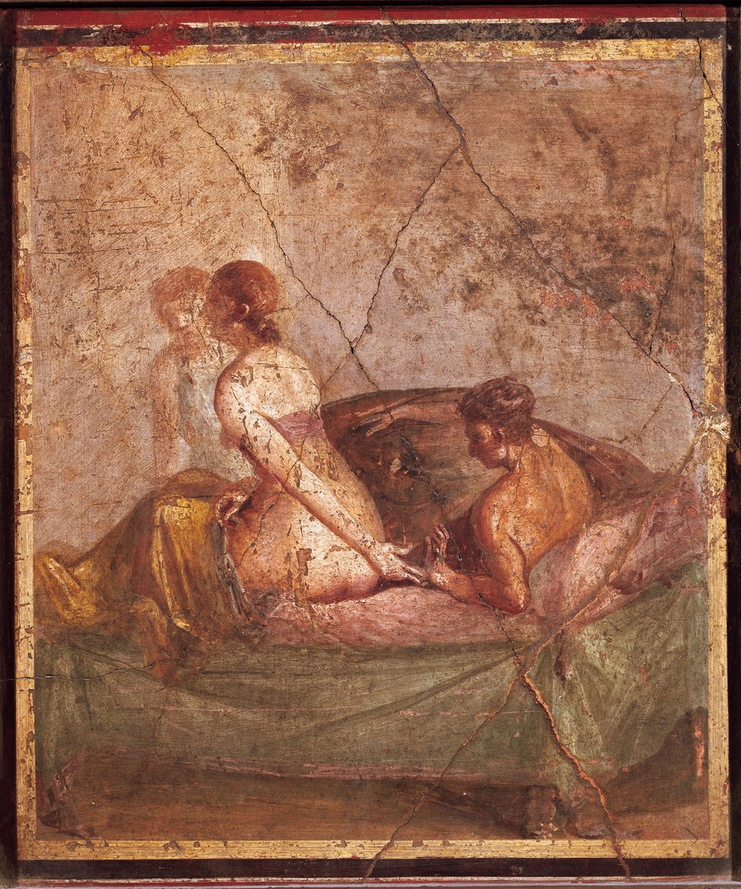 Affresco raffigurante soggetto erotico, da Pompei, Italia da Roman Roman