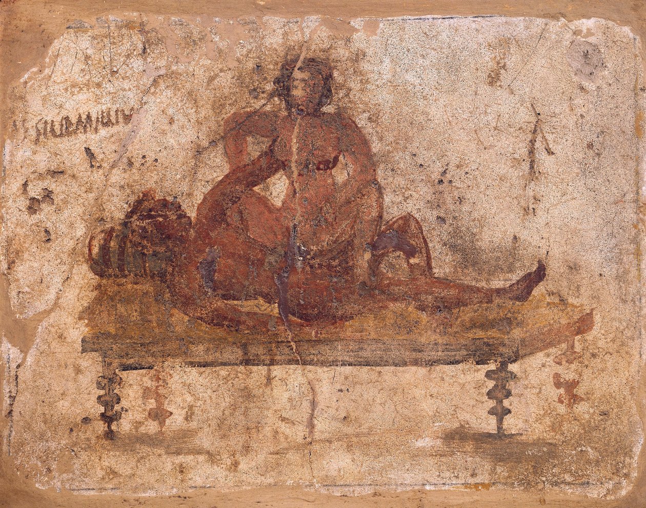 Affresco raffigurante soggetto erotico, da Pompei, Italia da Roman Roman