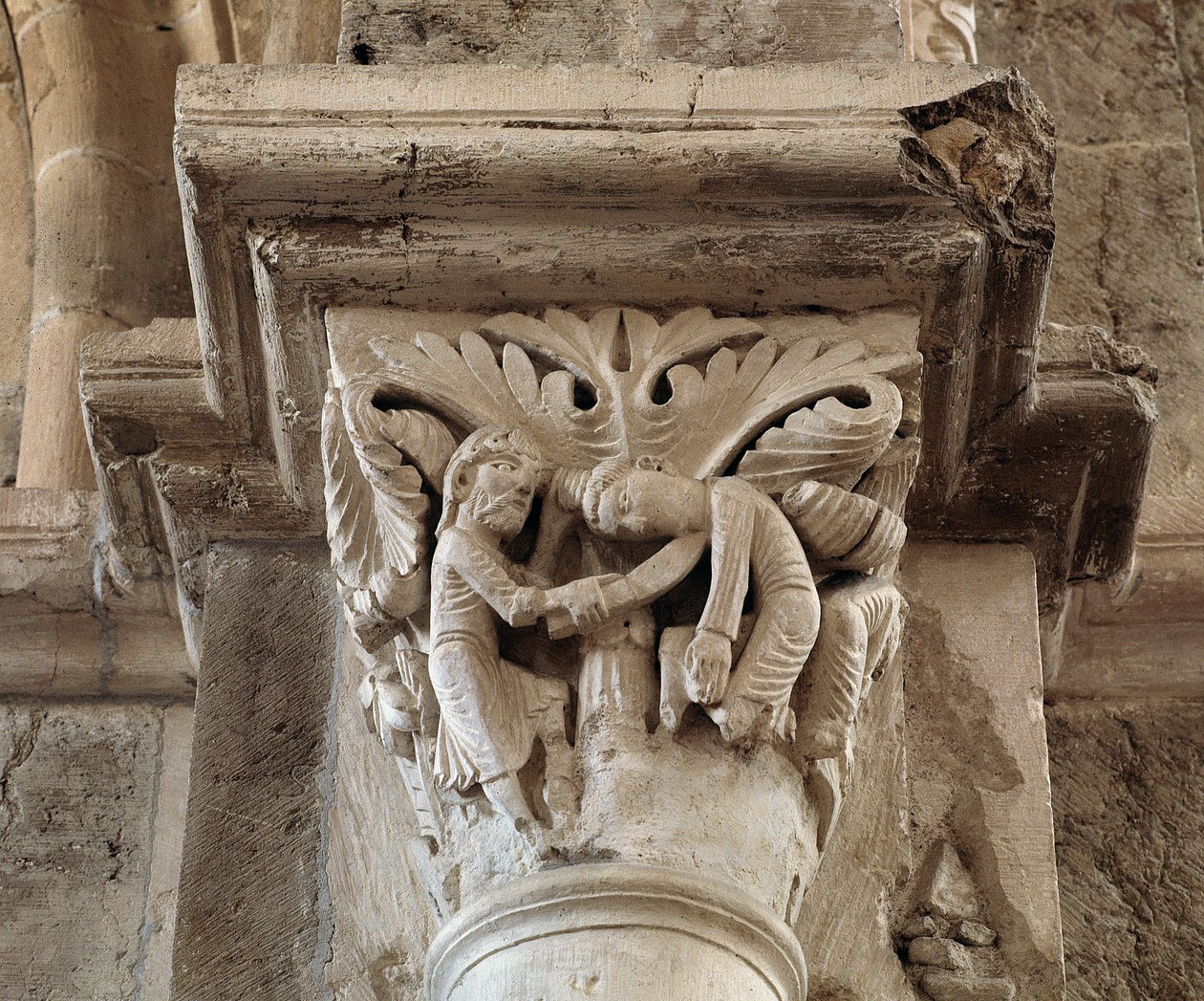 La morte di Caino (capitello scolpito) da Romanesque
