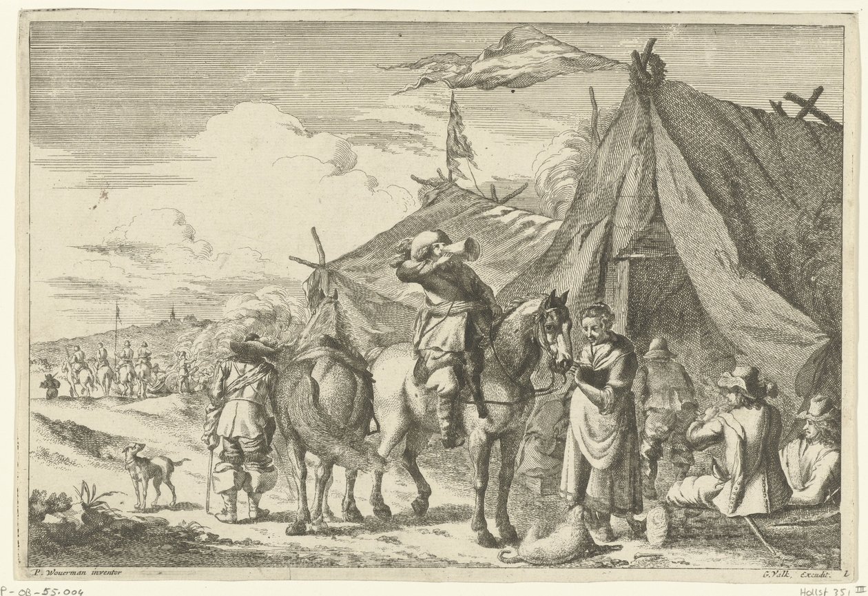 Cavalieri che riposano vicino a tende da Romeyn de Hooghe (rejected attribution)