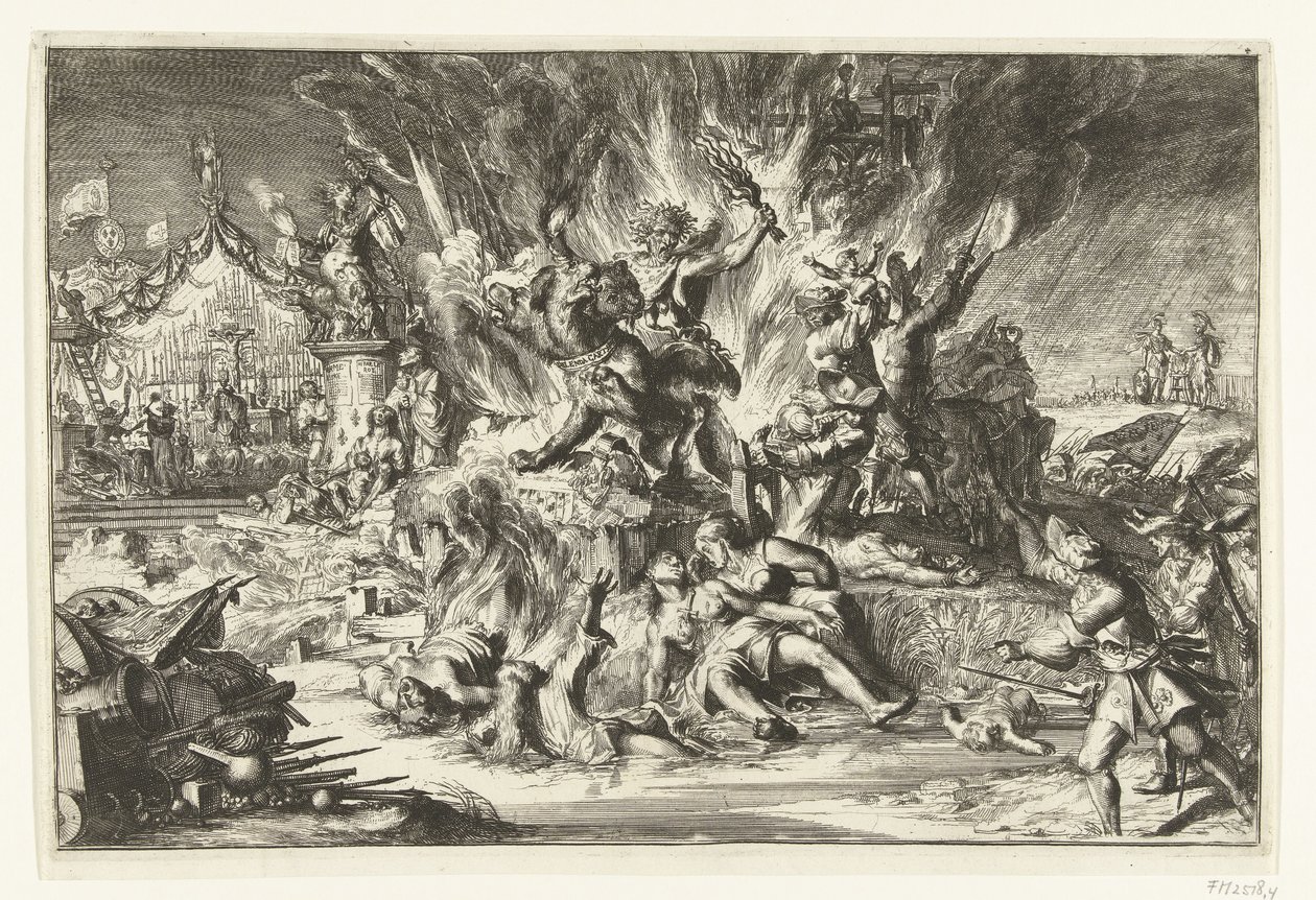 Guerra e tirannia affliggono i Paesi Bassi da Romeyn de Hooghe