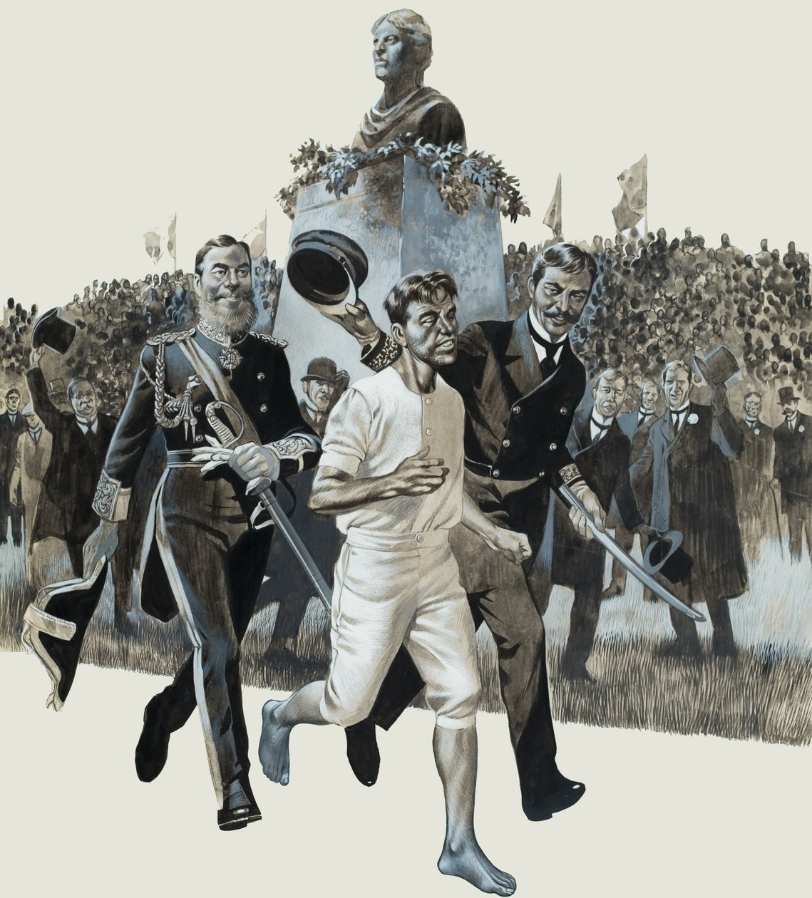 Spiridon Louis (guazzo su carta) da Ron Embleton
