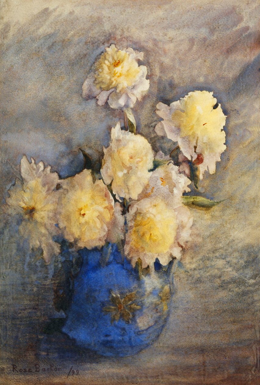 Peonie in un vaso blu da Rose Maynard Barton