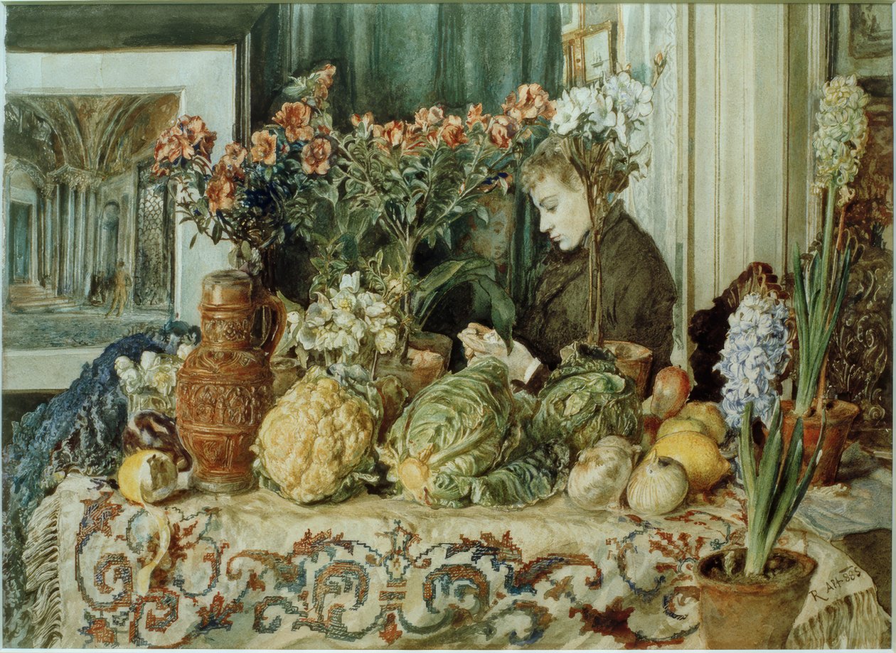 Interno e natura morta da Rudolf von Alt