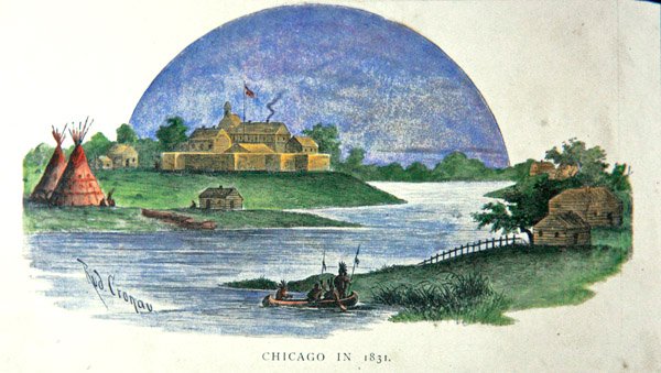 Chicago nel 1831 da Rudolf (after) Cronau