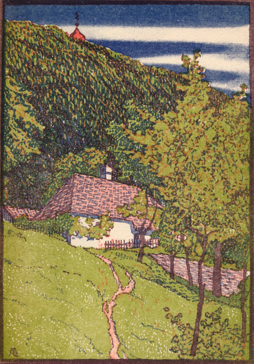 Una xilografia colorata da Rudolf Junk