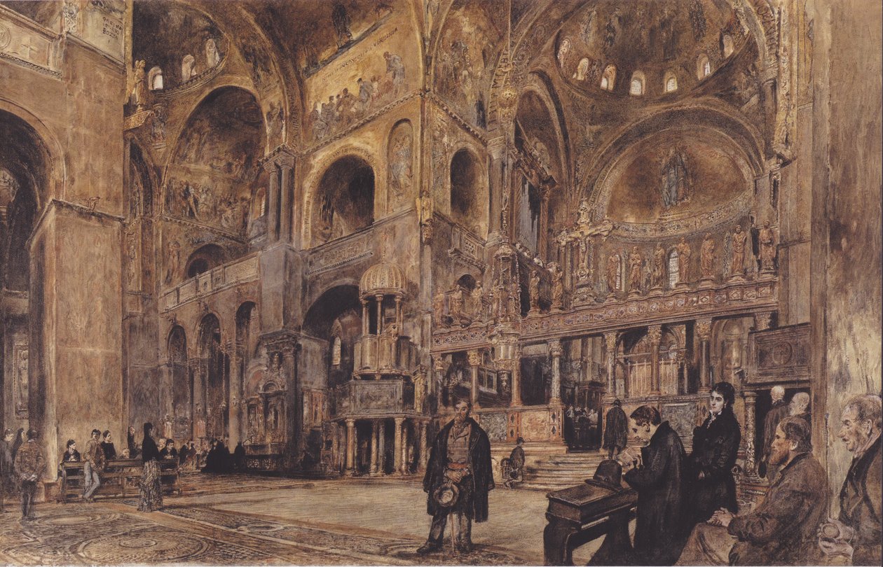 Tedesco: Veduta interna della chiesa di San Marco a Venezia da Rudolf von Alt