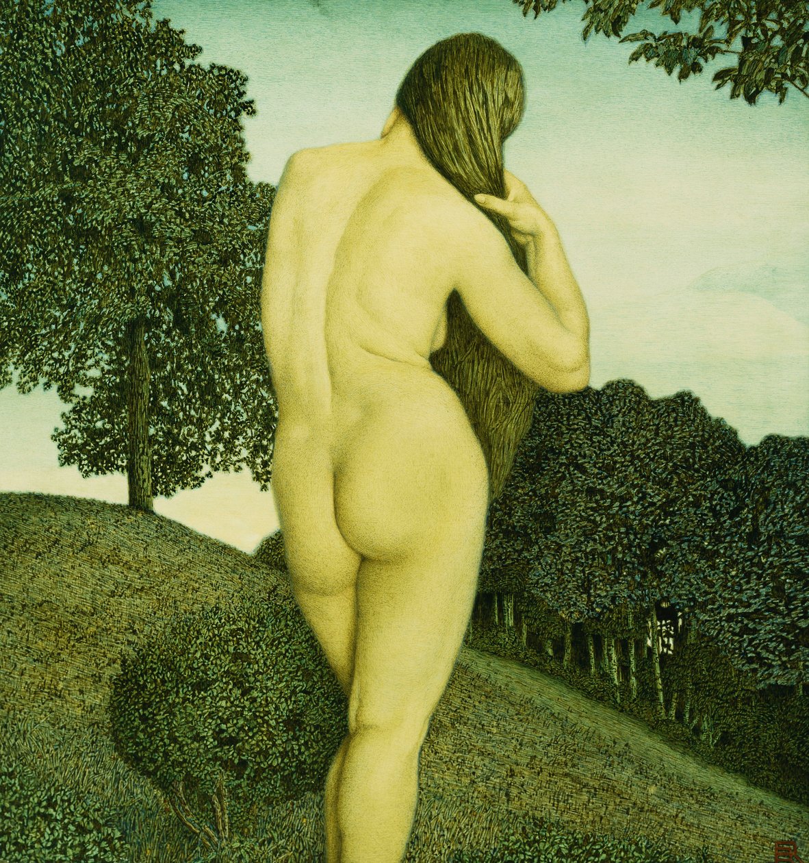 Nudo in Piedi in un Paesaggio da Rudolph Riemerschmid