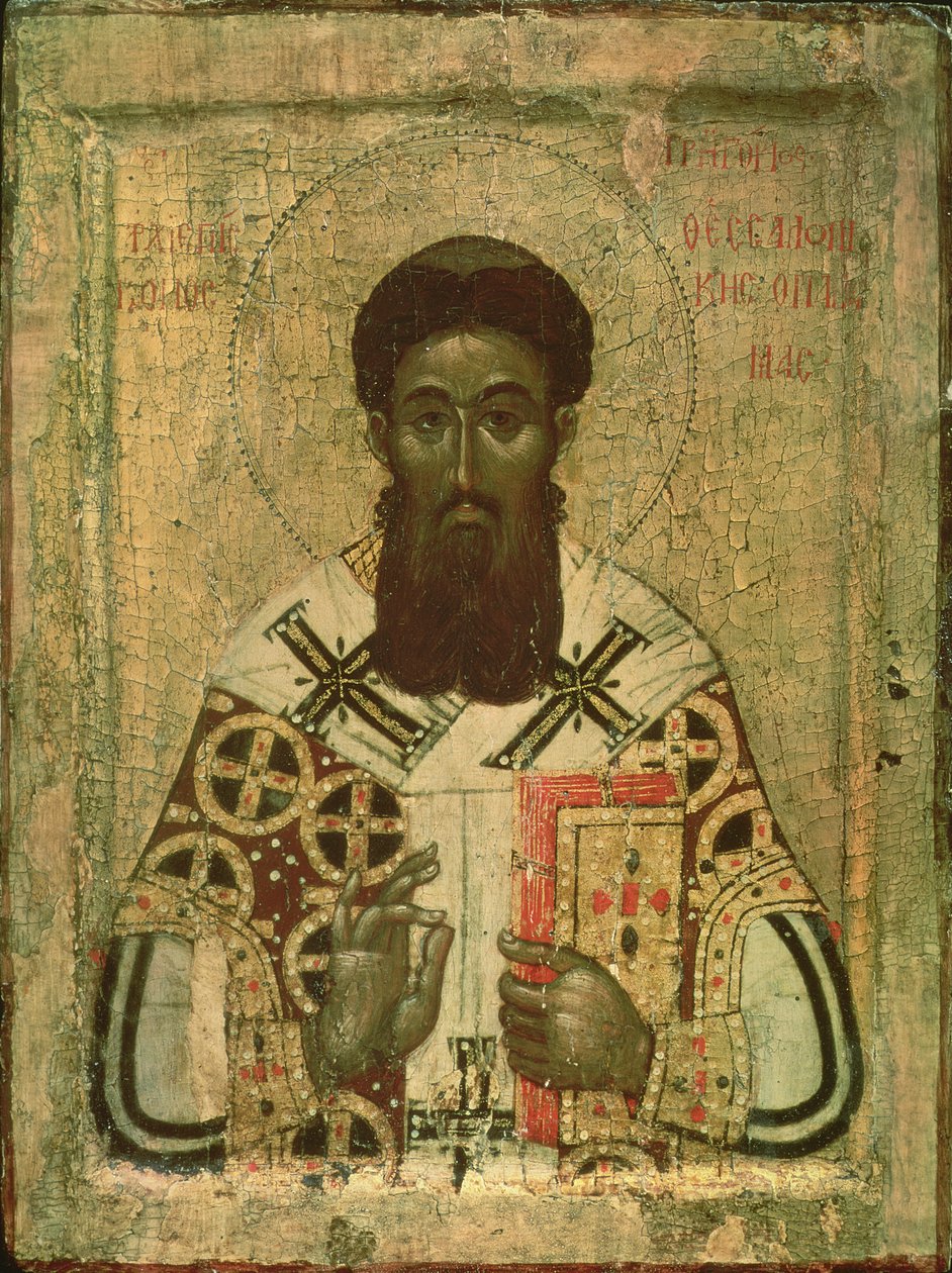 Icona di San Gregorio (335-390) Arcivescovo di Tessalonica da Russian School