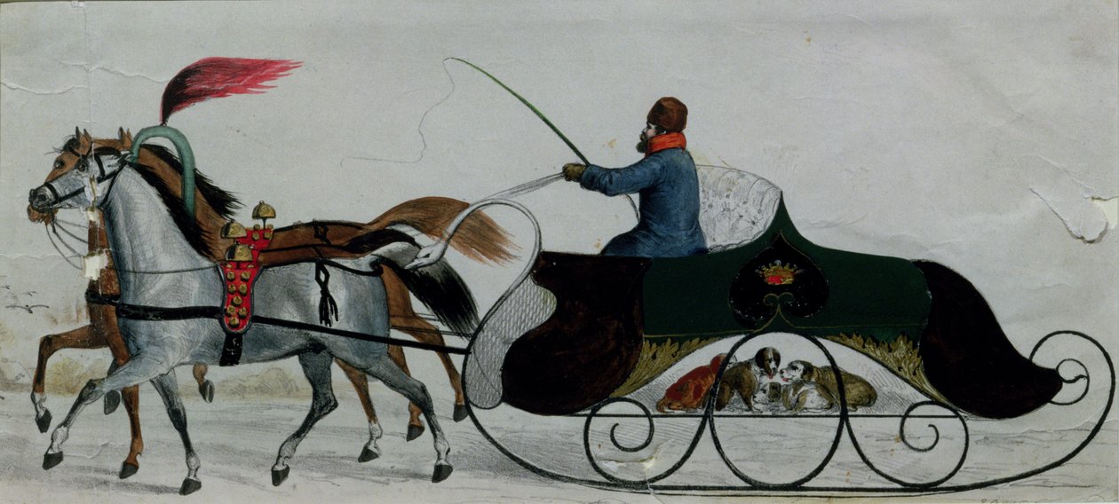 Slitta trainata da cavalli (dettaglio) da Russian School