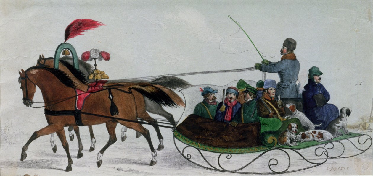 Slitta trainata da cavalli (dettaglio digitale) da Russian School
