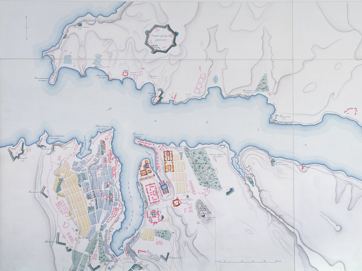 Mappa di Sebastopoli, 1854 da Russian School